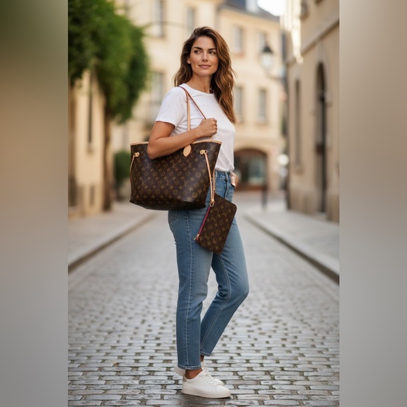 NWOT Louis Vuitton Neverfull MM Monogram with Pink interior - Picture 3 of 3